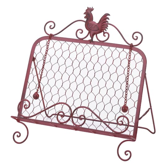 13.5&#x22; Red Rooster Cookbook Stand